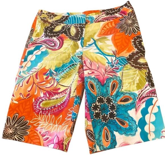 Cache Womens Multicolor Paisley Floral Flat Front Zip Fly Casual Shorts Size 0 - Picture 1 of 4
